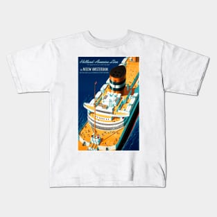 Vintage Travel Poster Netherlands Holland America Line Kids T-Shirt